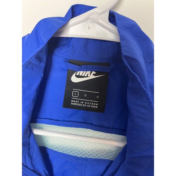 Nike Jacket Womens Large Blue Giant Swoosh Mesh Windbreaker Running Zip Air Max - Picture 3 of 6